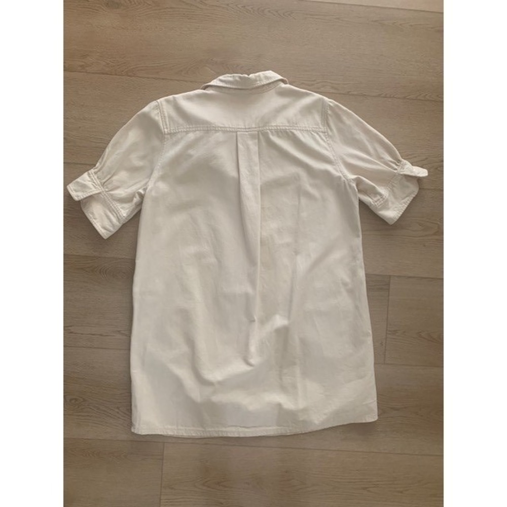Lilla P Cream Canvas Button Down Shirt Dress‎ Puff Sleeve Mini PA2290 Size L - Picture 3 of 9